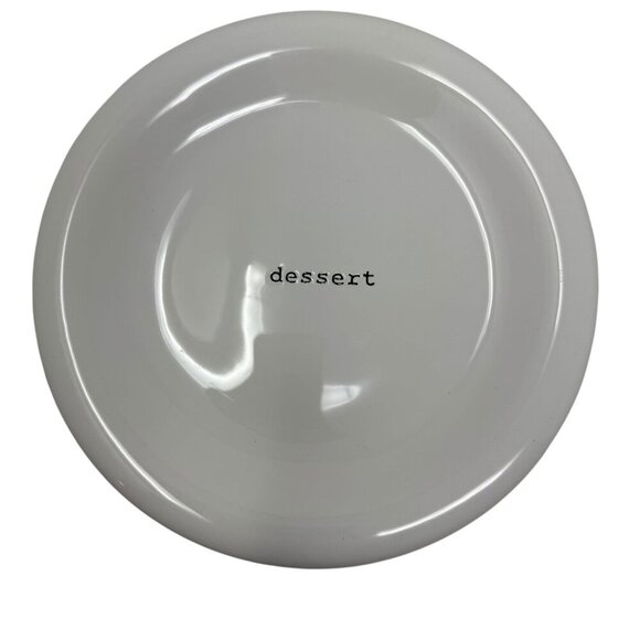 4 Pottery Barn Coffee House Dessert Plates Typewriter Minimalist White Black - Picture 6 of 9